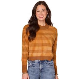 Womens Democracy Long Sleeve Scallop Hem Tie Dye Stripe Sweater